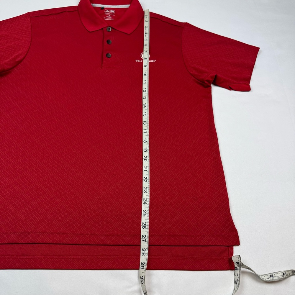 Adidas Golf Channel Mens Argyle Golf Polo Shirt Sz Medium Red Tonal Stretch C7 - Picture 6 of 6